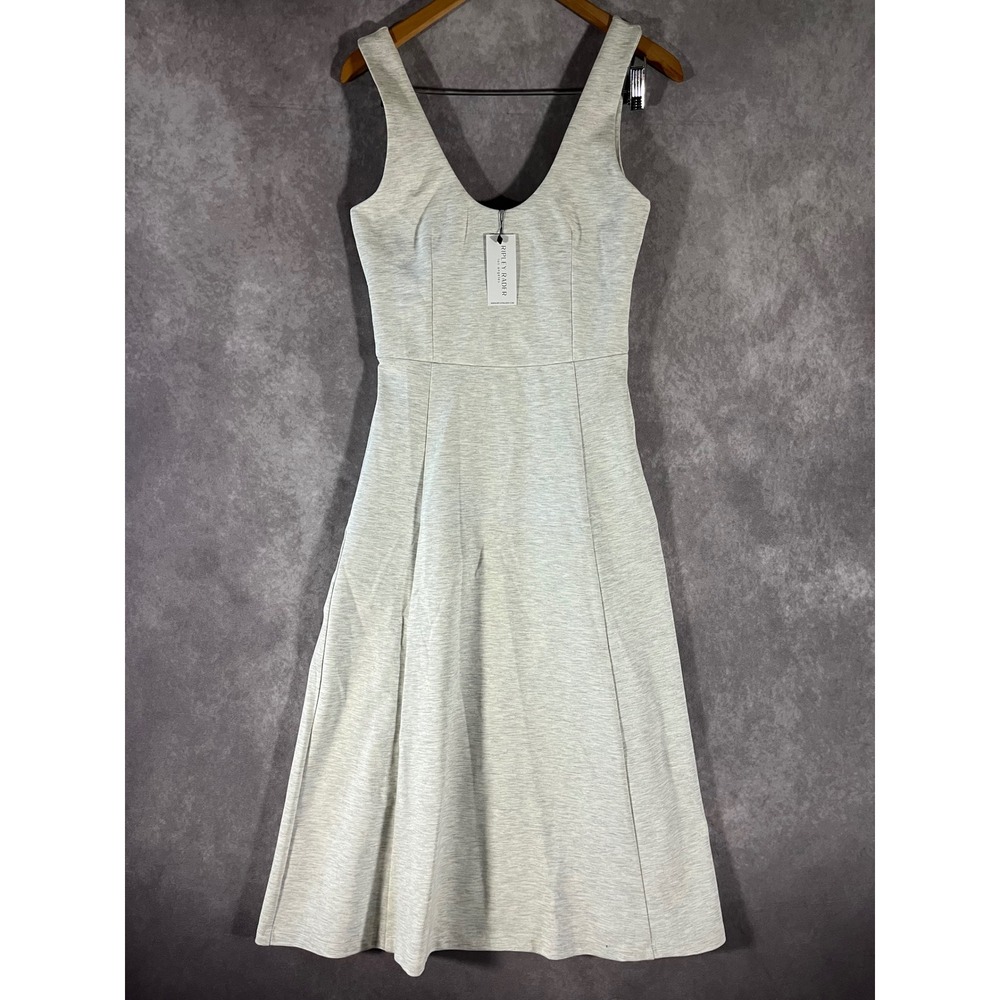 Ripley Rader Midi Dress Womens 2 Small Grey Sleeveless V-Neck A-Line Pockets NEW